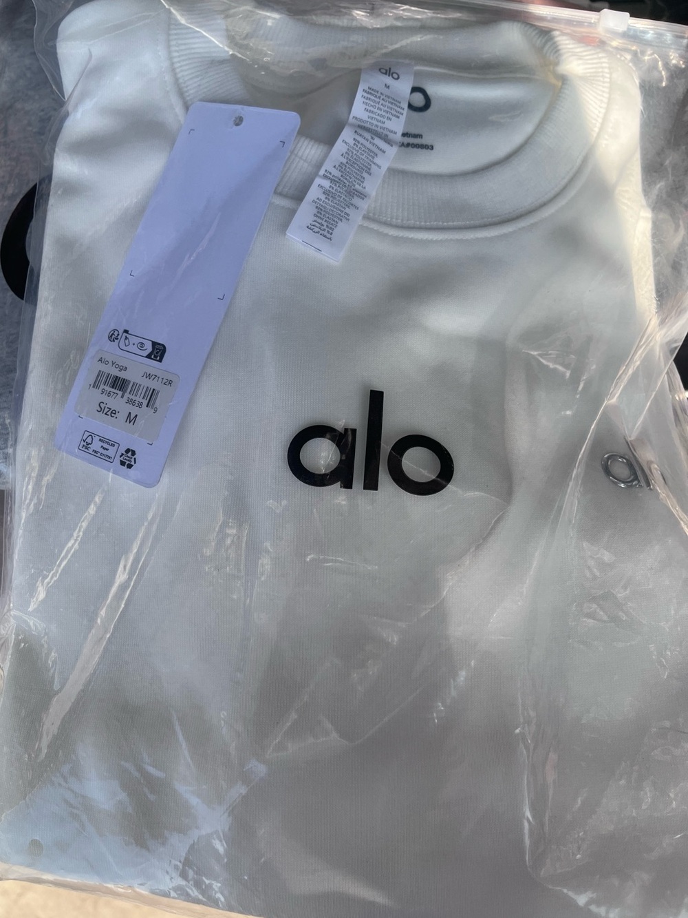 Alo yoga accolade crewneck white sweatshirt pull-over tee gym top small medium - Picture 5 of 5